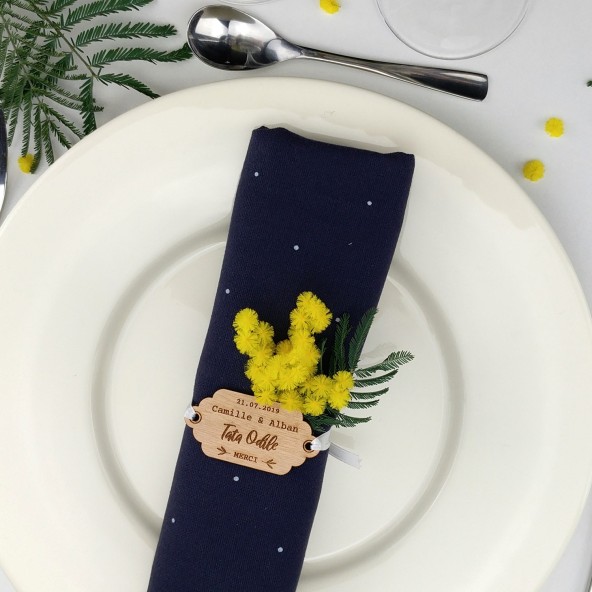 Marque place rond serviette bois