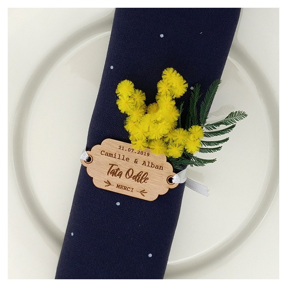 Marque place rond serviette bois