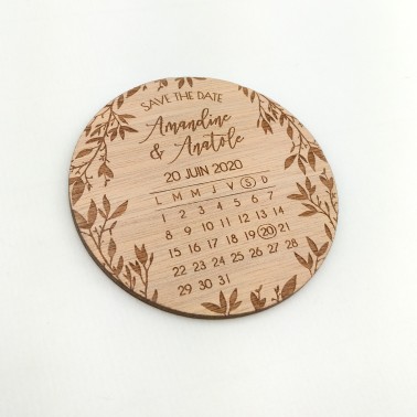 magnet save the date en bois calendrier