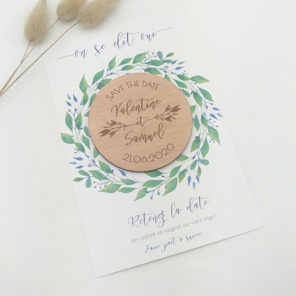 magnet save the date bois végétal