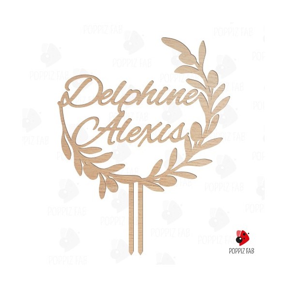 cake topper mariage feuille olivier