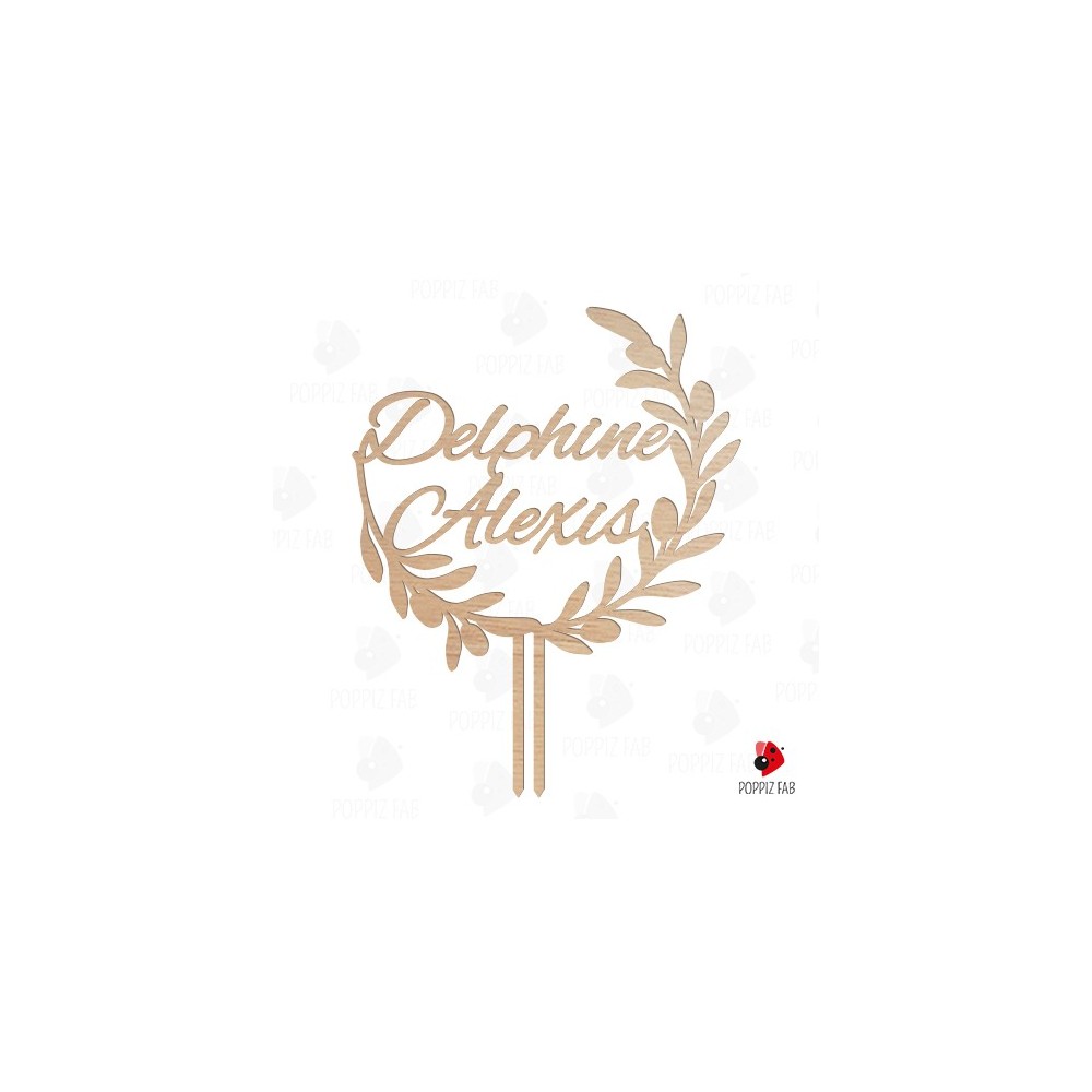 cake topper mariage feuille olivier