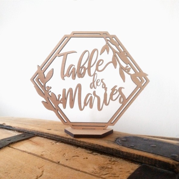 numéro table bois hexagone
