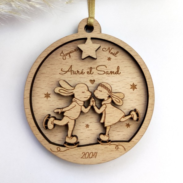 Boule de noël couple personnalisé