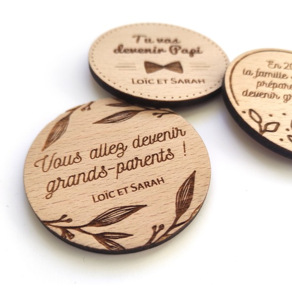 Magnet annonce grossesse en bois