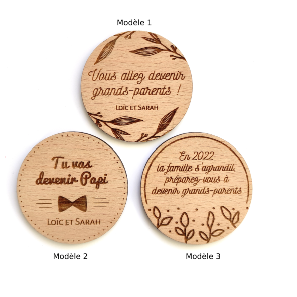 Magnet annonce grossesse en bois