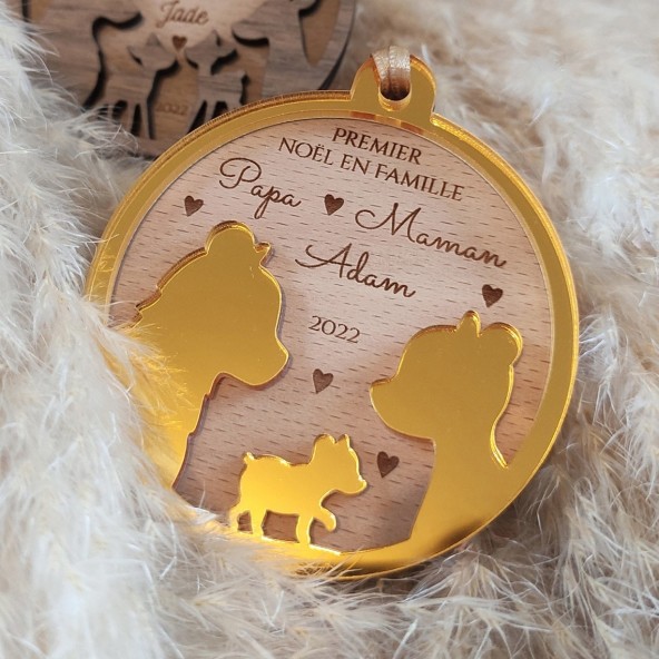 boule noel ours famille personnalisable