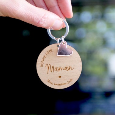 Porte-clés bois personnalisé Maman – Fête des mères