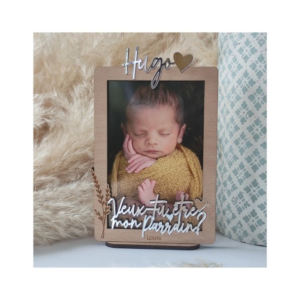 Cadre photo personnalisé cadeau parrain marraine