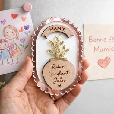 Magnet Mamie personnalisé en bois – Cadeau fête des grands-mères