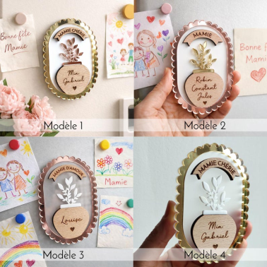 Magnet Mamie personnalisé en bois – Cadeau fête des grands-mères