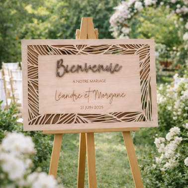 Panneau de bienvenue mariage en bois personnalisé