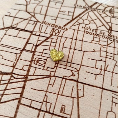 Carte en bois personnalisée – Affiche lieu rencontre gravée | Idée cadeau