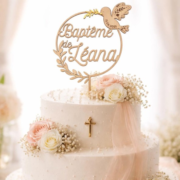cake topper bapteme personnalisé