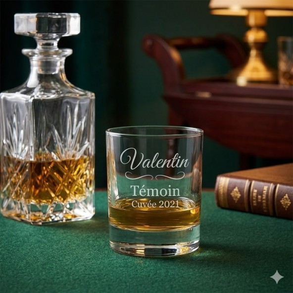 Verre gravé témoin mariage