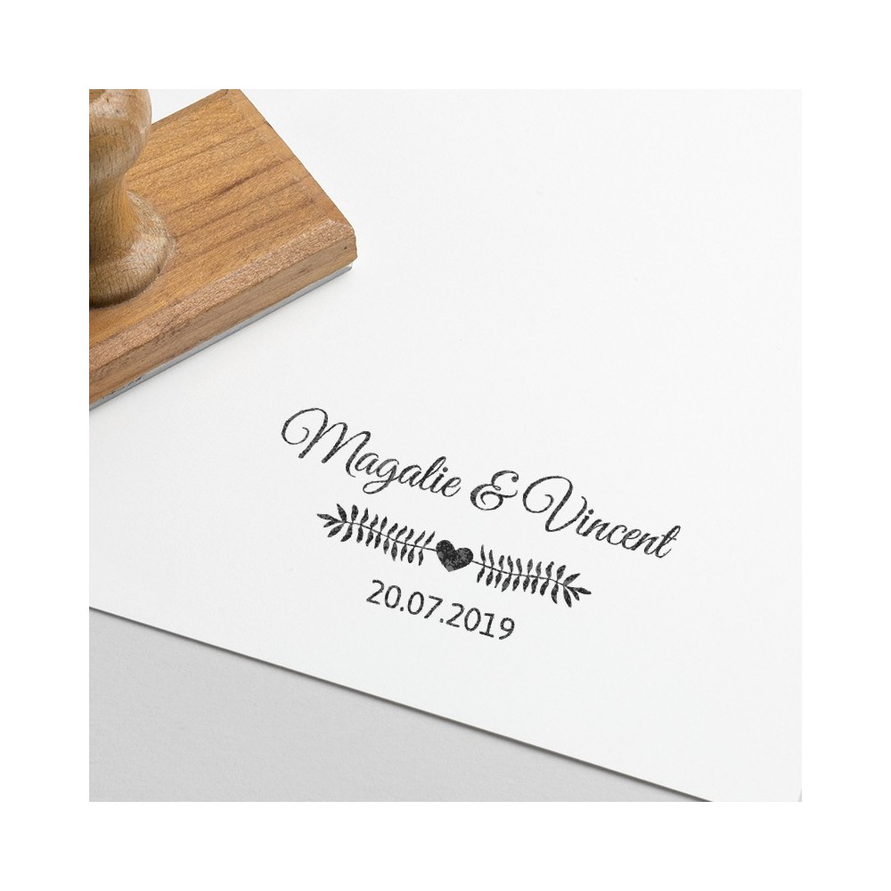 tampon mariage coeur feuillage champetre