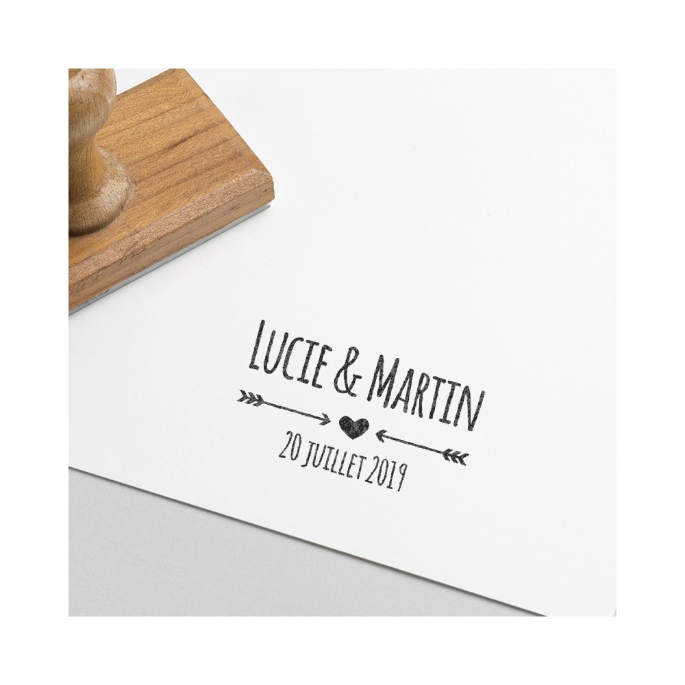 Tampon mariage coeur et flèche