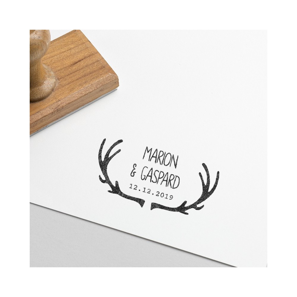 tampon mariage bois de cerf personnalisé