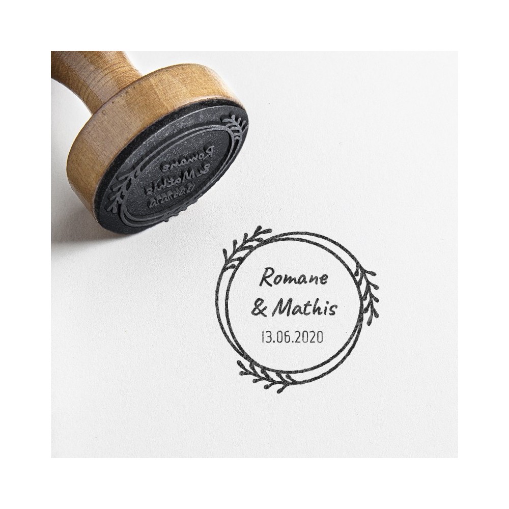 tampon mariage personnalisé champetre nature
