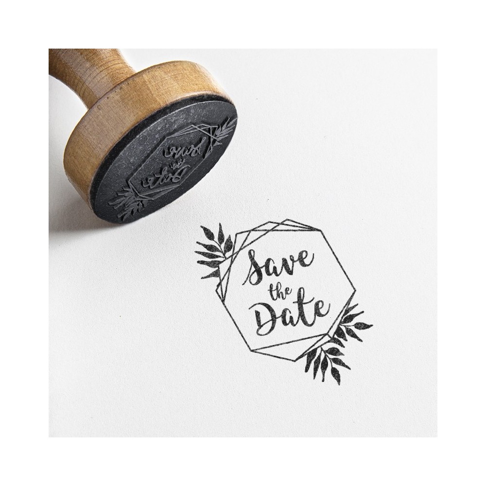 tampon save the date hexagonal